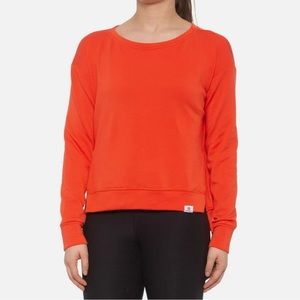 NWT VIMMIA Soothe Pullover Sweatshirt Split Slit Side Scarlet Red Orange